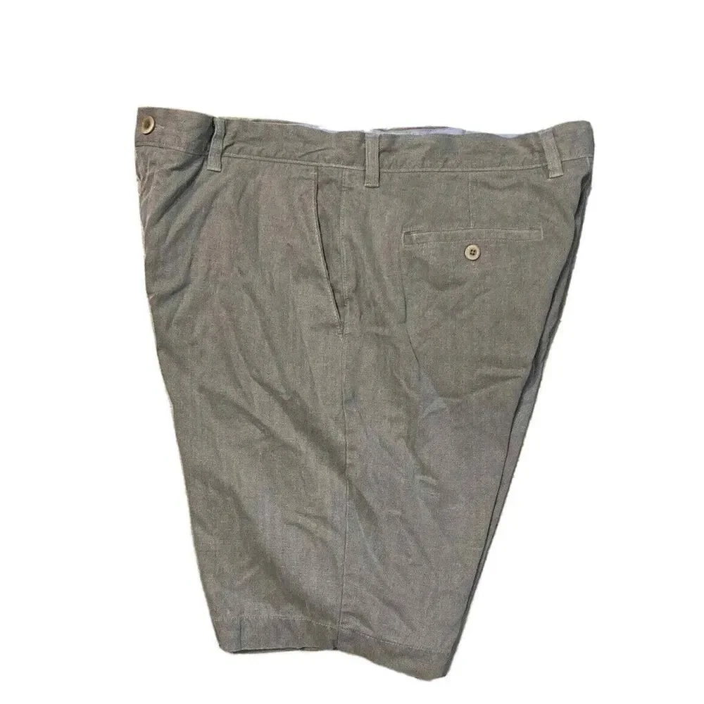 Tommy Bahama Mens Shorts Chino Deck 38 Cotton Blend Flat Front Gray Heather